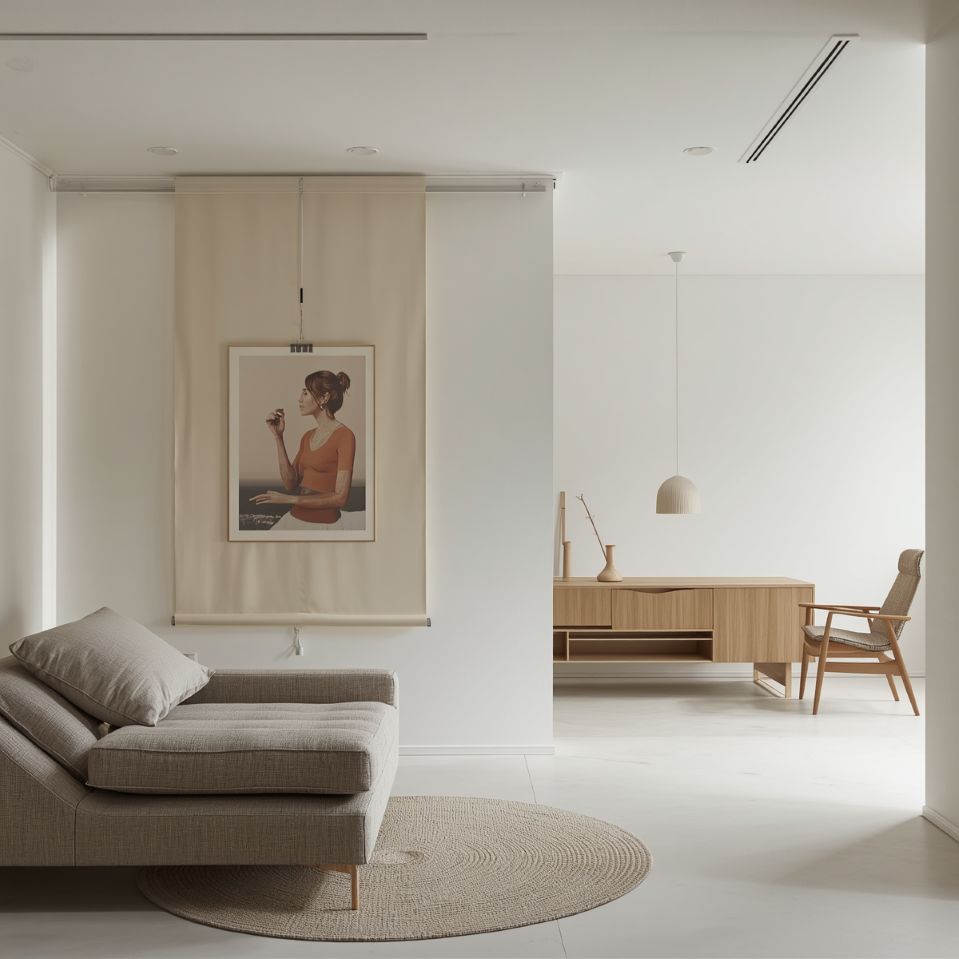 minimalist home with retractable banner